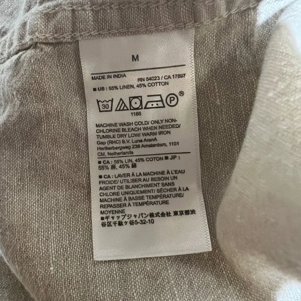 Banana Republic Mens Slim Fit Linen Cotton Short Sleeve Shirt Beige 585585-04 M